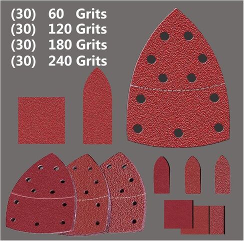 DOIT 120 قطعة من ورق الصنفرة التفصيلي، ورقة صنفرة الفأرة، أوراق الصنفرة 60 120 180 240 حبيبة من ورق الصنفرة لصنفرة التفاصيل، أداة صنفرة الأصابع -DSP3 in Kuwait