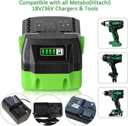 【ترقية】 بطارية بديلة CaliHutt 18V/36V 6.0Ah لبطارية Metabo HPT(Hitachi) متعددة فولت 371751M 372121M BSL36A18 BSL36B18 لأدوات Slide Style MAX اللاسلكية بطارية ليثيوم أيون in Kuwait