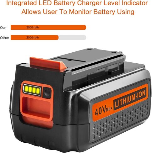 ARyee 3.0Ah 40V MAX بطارية ليثيوم بديلة لبلاك اند ديكر LBX2040 LBXR36 LBXR2036 LST540 LCS1240 LBX1540 LST136W 40V بطارية ليثيوم أداة الطاقة اللاسلكية in Kuwait