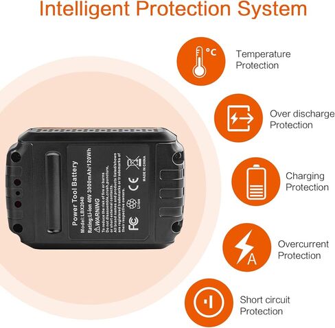 ARyee 3.0Ah 40V MAX بطارية ليثيوم بديلة لبلاك اند ديكر LBX2040 LBXR36 LBXR2036 LST540 LCS1240 LBX1540 LST136W 40V بطارية ليثيوم أداة الطاقة اللاسلكية in Kuwait