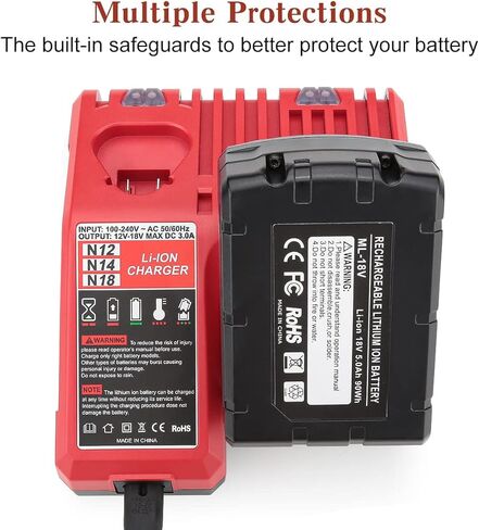 بطارية ليثيوم ANTRobut 18 فولت لبطارية ميلووكي M18 ومجموعة بدء تشغيل الشاحن لأدوات ميلووكي M18 اللاسلكية in Kuwait