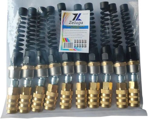 Zeluga 22-253-5PK 1/4in. Industrial Safety Plug Air Hose Brass Swivel Coupler, 5 Pack in Saudi Arabia