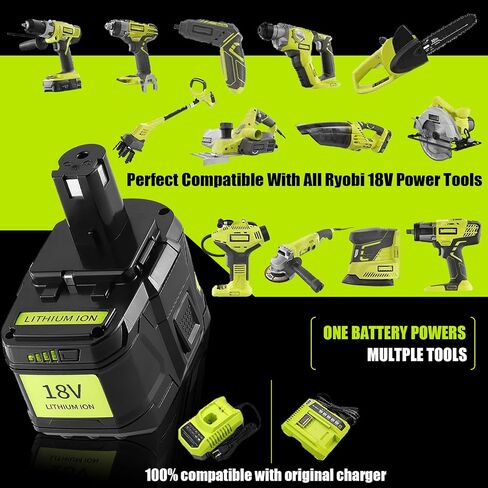Jialitt 9.0Ah Li-ion P108 Replacement Battery for Ryobi 18V ONE+ P102 P103 P105 P107 P108 P109 Cordless Tool Battery with LED Indicator in Saudi Arabia