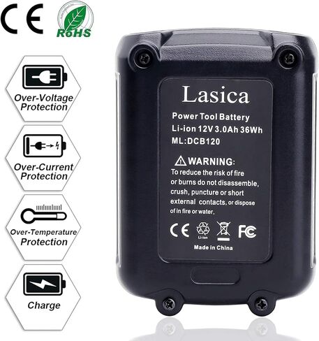 Lasica 2pack متوافق مع بطاريات ديوالت 12 فولت، استبدال لبطارية ديوالت 12 فولت ماكس dcb120 dcb121 dcb122 dcb123 dcb124 dcb126 dcb127 12v ماكس ليثيوم مثقاب لاسلكي حزم البطاريات in Kuwait