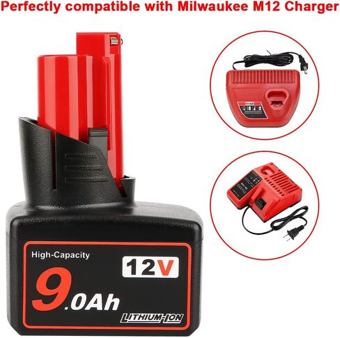بطارية بديلة من Aoyan M12 12 فولت 9.0 أمبير متوافقة مع Milwaukee XC 48-11-2440 48-11-2402 48-11-2411 12 فولت M12 أدوات لاسلكية in Saudi Arabia