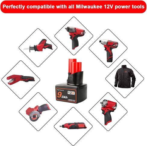 بطارية بديلة من Aoyan M12 12 فولت 9.0 أمبير متوافقة مع Milwaukee XC 48-11-2440 48-11-2402 48-11-2411 12 فولت M12 أدوات لاسلكية in Saudi Arabia