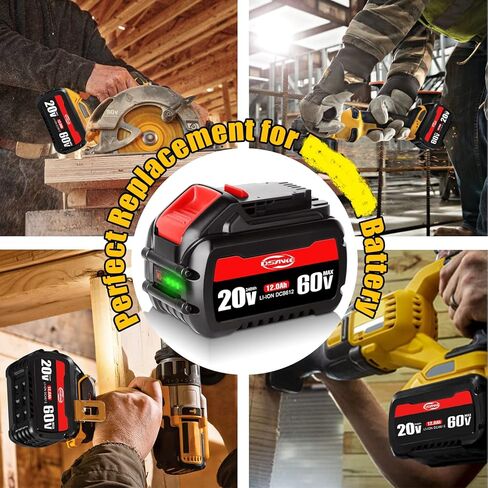 DSANKE DCB612 12.0Ah 20V/60V/120V MAX بطارية ليثيوم بديلة لديوالت DCB606 DCB612 DCB606-2 DCB609 DCB609-2 DCB204 DCB206 20V/60V/120V MAX أدوات كهربائية لاسلكية in Kuwait