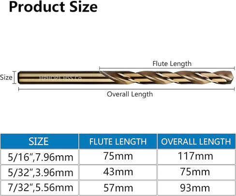1/8 Inch Cobalt Drill Bits 10Pcs - HPHOPE M35 HSS Metal Twist Drill Bits Set, Jobber Drill Bits Length and Straight Shank, Suitable for Drilling in Hard Metal, Stainless Steel, Cast Iron in Saudi Arabia