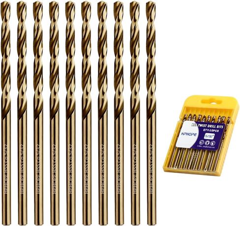 1/8 Inch Cobalt Drill Bits 10Pcs - HPHOPE M35 HSS Metal Twist Drill Bits Set, Jobber Drill Bits Length and Straight Shank, Suitable for Drilling in Hard Metal, Stainless Steel, Cast Iron in Saudi Arabia