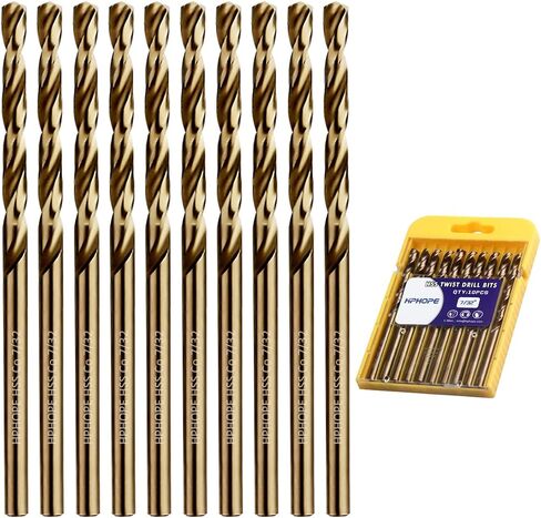 1/8 Inch Cobalt Drill Bits 10Pcs - HPHOPE M35 HSS Metal Twist Drill Bits Set, Jobber Drill Bits Length and Straight Shank, Suitable for Drilling in Hard Metal, Stainless Steel, Cast Iron in Saudi Arabia