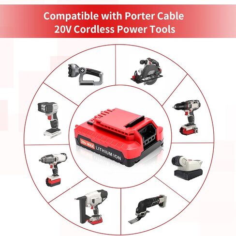 2 حزم 3.0Ah 20 فولت PCC682L بطارية بديلة متوافقة مع كابل بورتر 20 فولت بطارية ليثيوم PCC680L PCC681L PCC682L PCC685L PCC660B PCC790B أدوات كهربائية لاسلكية (2 حزمة بطارية ليثيوم 3.0 أمبير) in Saudi Arabia