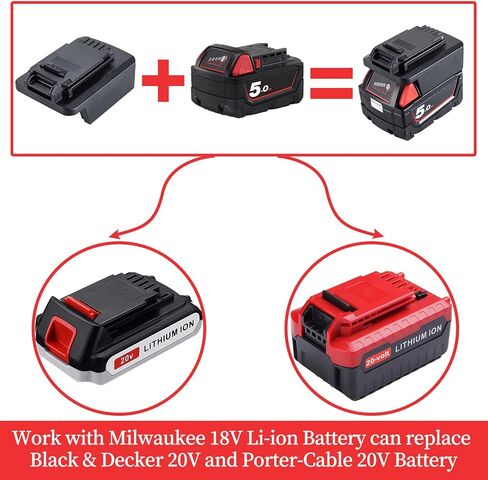 محول بطارية لبطارية Milwaukee M18 18V إلى بطارية Black & Decker 20Volt LBXR20 LB20، إلى بطارية Porter-Cable 20V PCC685L PCC681L، تعمل مع أدوات Black & Decker وPorter Cable 20V in Kuwait