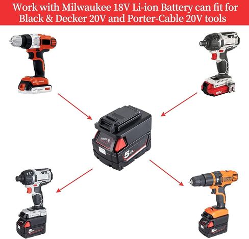محول بطارية لبطارية Milwaukee M18 18V إلى بطارية Black & Decker 20Volt LBXR20 LB20، إلى بطارية Porter-Cable 20V PCC685L PCC681L، تعمل مع أدوات Black & Decker وPorter Cable 20V in Kuwait