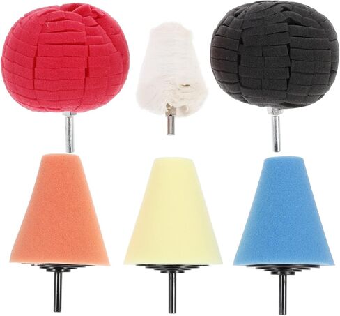 IMIKEYA مجموعة تلميع السيارات: 6 قطع من أدوات تلميع السيارة وتلميعها للثقب تلميع الإسفنج وسادة التلميع الإسفنجية أدوات تلميع الإسفنج لعجلات السيارة محور العناية المعدنية in Kuwait