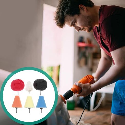 IMIKEYA مجموعة تلميع السيارات: 6 قطع من أدوات تلميع السيارة وتلميعها للثقب تلميع الإسفنج وسادة التلميع الإسفنجية أدوات تلميع الإسفنج لعجلات السيارة محور العناية المعدنية in Kuwait