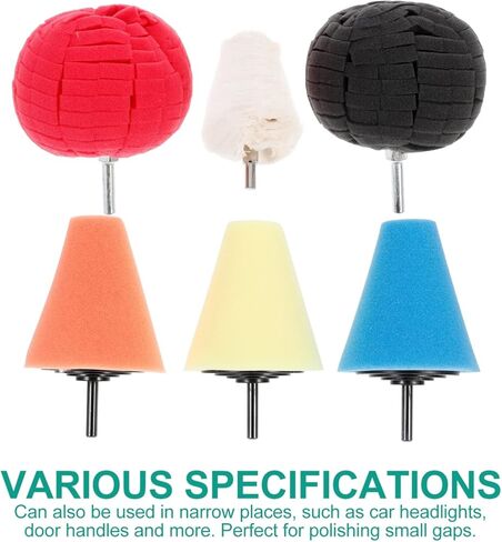 IMIKEYA مجموعة تلميع السيارات: 6 قطع من أدوات تلميع السيارة وتلميعها للثقب تلميع الإسفنج وسادة التلميع الإسفنجية أدوات تلميع الإسفنج لعجلات السيارة محور العناية المعدنية in Kuwait