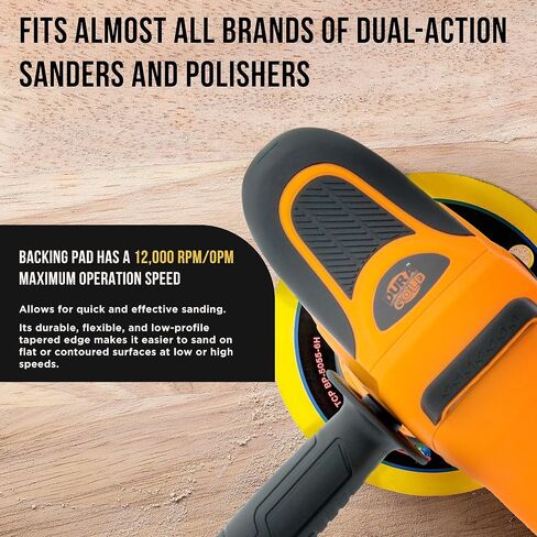 TCP Global 5" DA Sander & Polisher Backing Plate Pad, Hook & Loop, 6 Hole Pattern Dustless - Dual-Action Random Orbital Sanding Pad - Low Profile Edge, Medium Density - for Auto Woodworking Sandpaper in Saudi Arabia