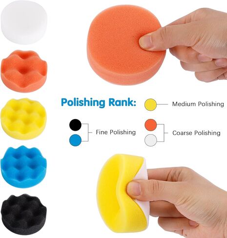 بينافي مجموعة وسادات تلميع للمثقاب الكهربائي من 39 قطعة، مثقاب فوم للسيارة 2 في 1، 7 قطع 5 انش و31 قطعة 3 انش وسادات تلميع مركبة لتلميع السيارات in Kuwait