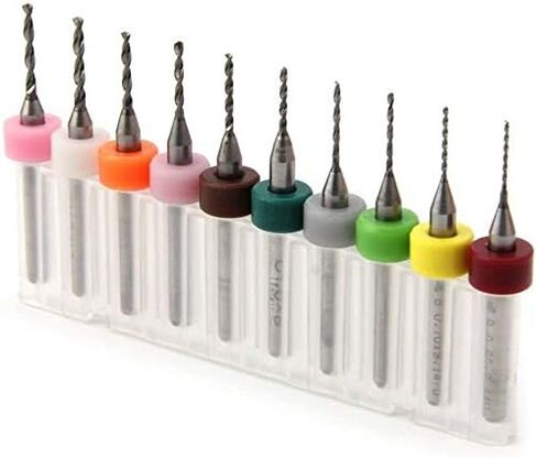 Micro Mini Drill Bit Set 10 pcs 0.6mm 0.7mm 0.8mm 0.9mm 1.0mm 1.1mm 1.2mm 1.3mm 1.4mm 1.5mm Tungsten Carbide Bits 1/8 inch Shank Compatible with Dremel Precision Drill Bit Set in Saudi Arabia