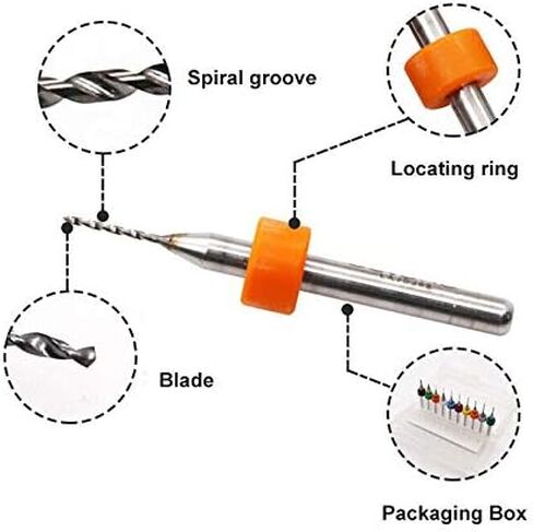 Micro Mini Drill Bit Set 10 pcs 0.6mm 0.7mm 0.8mm 0.9mm 1.0mm 1.1mm 1.2mm 1.3mm 1.4mm 1.5mm Tungsten Carbide Bits 1/8 inch Shank Compatible with Dremel Precision Drill Bit Set in Saudi Arabia