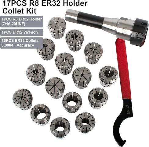 مجموعة أطواق TOJIZEN R8 مع 15 قطعة أطواق ER32 (دقة 0.0004 بوصة)، مجموعة ظرف كوليت R8 ER32 in Kuwait