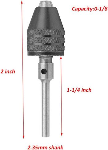2pc 2.35 mm Shank Three jaw Keyless Drill Chuck Collet Conversion Adapter Clamping range 0.3-3.4MM-Round Shank in Saudi Arabia