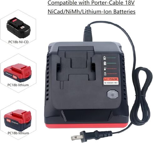 شاحن بطارية Epowon 18 فولت متعدد الكيمياء متوافق مع كابل Porter PCXMVC Lithium Ion & NiCad NiMh Slide PC18B PC18B-2 PC18BL PC18BLX PCC489N بطارية أداة الطاقة اللاسلكية in Kuwait