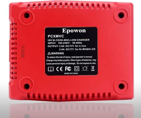 شاحن بطارية Epowon 18 فولت متعدد الكيمياء متوافق مع كابل Porter PCXMVC Lithium Ion & NiCad NiMh Slide PC18B PC18B-2 PC18BL PC18BLX PCC489N بطارية أداة الطاقة اللاسلكية in Kuwait