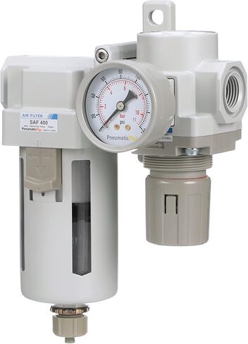 مجموعة منظم فلتر الهواء المضغوط PneumaticPlus SAU420-N06G-MEP 3/4 بوصة NPT - وعاء معدني، تصريف يدوي، دعامة، مقياس in Kuwait