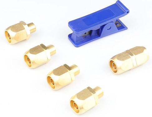 YOTOO 6pcs Reusable Replacement Solid Brass Air Fittings and Air Hose Cutter Kit for 3/8" I.D Hose, 1/4" MNPT… in Saudi Arabia