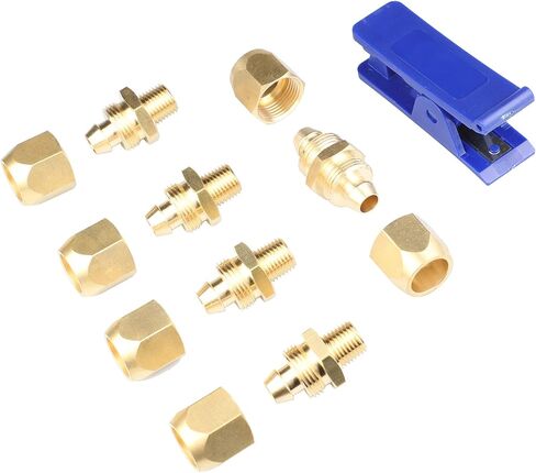 YOTOO 6pcs Reusable Replacement Solid Brass Air Fittings and Air Hose Cutter Kit for 3/8" I.D Hose, 1/4" MNPT… in Saudi Arabia