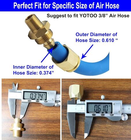 YOTOO 6pcs Reusable Replacement Solid Brass Air Fittings and Air Hose Cutter Kit for 3/8" I.D Hose, 1/4" MNPT… in Saudi Arabia