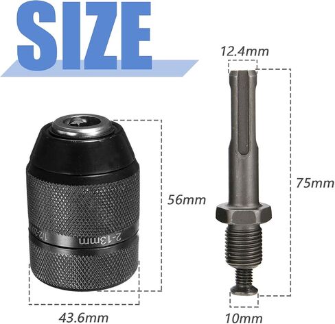 Mesee 2-13MM Keyless Drill Chuck with SDS Plus Adaptor, Professional Heavy Duty 1/2-20UNF Mount Quick Change Self-tighten Drill Chuck Adapter Converter Rotary Hammer Conversion Tool in Saudi Arabia