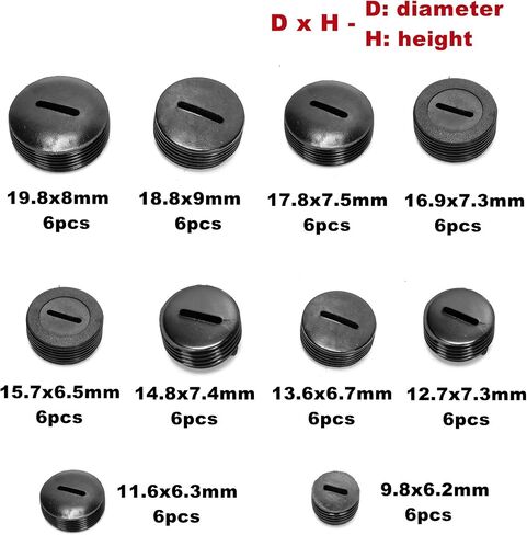 60Pcs Universal Carbon Brush Cover Plastic External Thread Diameter 9.8mm-19.8mm Caps Set for Electric Power Tool Parts in Kuwait