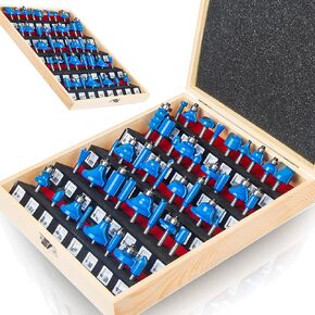 LEATBUY 5 PCS Molding Router Bit Set 1/2-Inch Shank, Woodworking Cutter, Wood Milling Router Bits Sets Drilling Carbide Tool for Door Table Cabinet Shelve Wall DIY(1/2-Straight35)