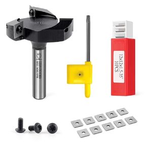CNC Spoilboard Surfacing Router bit, 1/2'' Shank, 2-23/64'' Cut Dia, 15/32'' Cut Length, 3 Wings, Professional Woodworking Spoilboard Insert Carbide Bit by KOWOOD