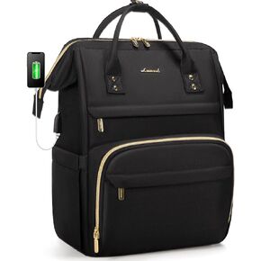 LOVEVOOK Laptop Backpack Women, 15.6 Inch Work Backpack Woman for Teacher Nurse Bags, Computer College Backpack Purse, Waterproof Anti-theft Travel Back Pack with USB Charging Port, Black