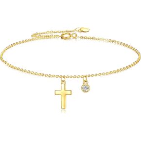 KECHO 14k الذهب الصليب الكاحل أساور الذهب الأصفر الدينية الصليب الخلخال غرامة الذهب قابل للتعديل ربط سلسلة خلخال مجوهرات هدايا للنساء الفتيات in Saudi Arabia