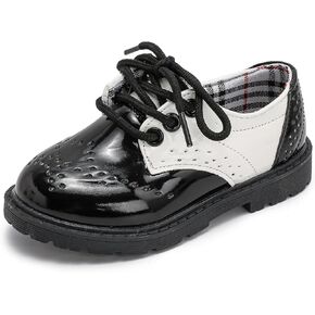 BayDaBik Kids Oxford Shoes Girl’s Boy’s Cute Dress Shoes Lace-Up School Uniform Loafer Flats Shoes