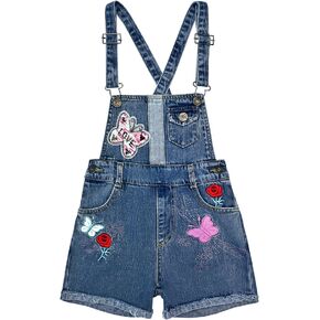 Peacolate 5-10T Little&Big Girls Adjustable Straps Short Overalls Jeans Outfits