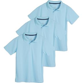 Real Essentials 3 Pack: Boy's Short Sleeve Polo Shirt - School Uniform Active Performance Golf (Ages 4-16)