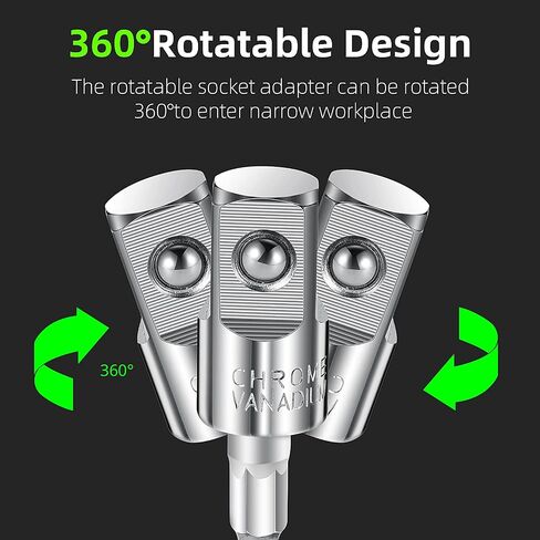 7 Pieces Power Drill Sockets Adapter Set, 3 Pieces 1/4 3/8 1/2 Inch Hex Shank Socket Adapter 3 Pieces 360 Degree Rotatable Impact Extension 1 Piece 105 Degree Right Angle Screwdriver Drill Bit in Saudi Arabia