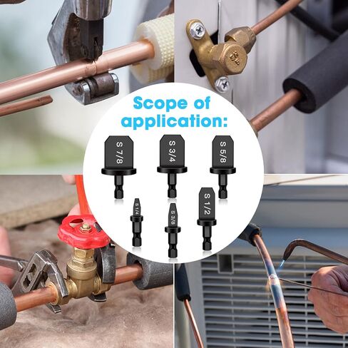 6Pcs HVAC Repairing Set, Boring Drill Bits, Air Conditioner Tube Expander Swaging Tool, Manual Copper Pipe Swage, Soft Copper Tubing Set (1/4", 3/8", 1/2", 5/8", 3/4", 7/8") in Saudi Arabia