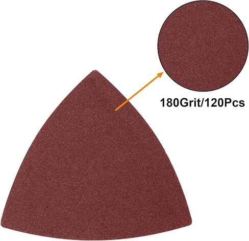120 Pcs Triangle Sanding Pads, 180 Grits Detail Sander Sandpaper Hook and Loop Sanding Sheet,3-1/8"(80mm) Triangular Sandpaper for 3-1/8" Oscillating Multi Tool, No Holes in Saudi Arabia