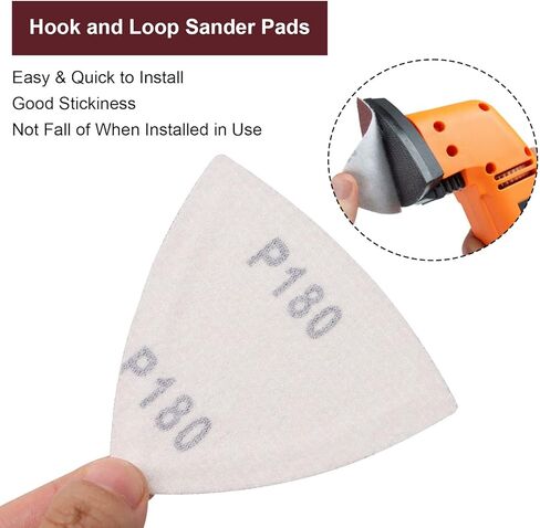 120 Pcs Triangle Sanding Pads, 180 Grits Detail Sander Sandpaper Hook and Loop Sanding Sheet,3-1/8"(80mm) Triangular Sandpaper for 3-1/8" Oscillating Multi Tool, No Holes in Saudi Arabia