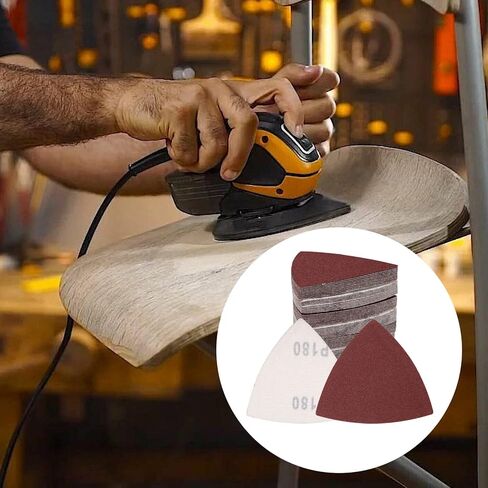 120 Pcs Triangle Sanding Pads, 180 Grits Detail Sander Sandpaper Hook and Loop Sanding Sheet,3-1/8"(80mm) Triangular Sandpaper for 3-1/8" Oscillating Multi Tool, No Holes in Saudi Arabia