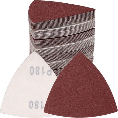 120 Pcs Triangle Sanding Pads, 180 Grits Detail Sander Sandpaper Hook and Loop Sanding Sheet,3-1/8"(80mm) Triangular Sandpaper for 3-1/8" Oscillating Multi Tool, No Holes in Saudi Arabia