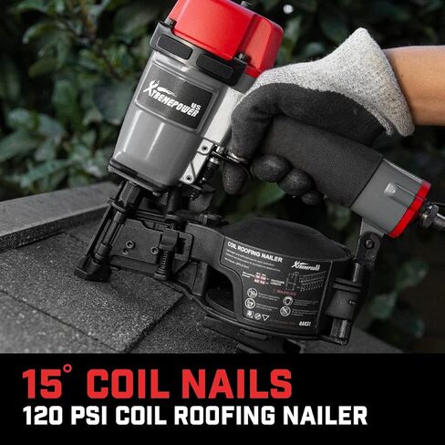 XtremepowerUS Coil Siding Roofing Nailer, Pneumatic Roofing Nails from 7/8" up to 1-3/4", 16 Degree Magazine Patio Roofing Nail Gun in Saudi Arabia