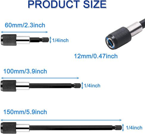 Drill Bit Extensions - 3Pcs 1/4 Inch Hex Shank Quick Release Magnetic Screwdriver Bits Holder Extender Set for All 1/4-Inch Drive Bits,2.3/4/6 Inch Length in Saudi Arabia