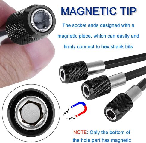 Drill Bit Extensions - 3Pcs 1/4 Inch Hex Shank Quick Release Magnetic Screwdriver Bits Holder Extender Set for All 1/4-Inch Drive Bits,2.3/4/6 Inch Length in Saudi Arabia